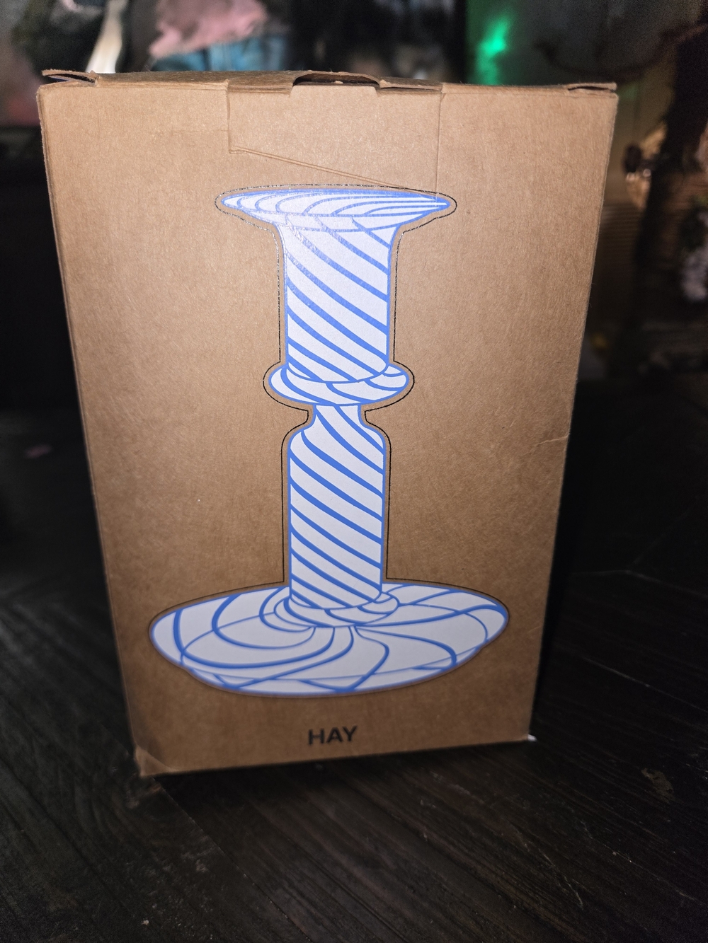HAY Blue Swirl Glass Candle Holder - Decorative Glass Art
